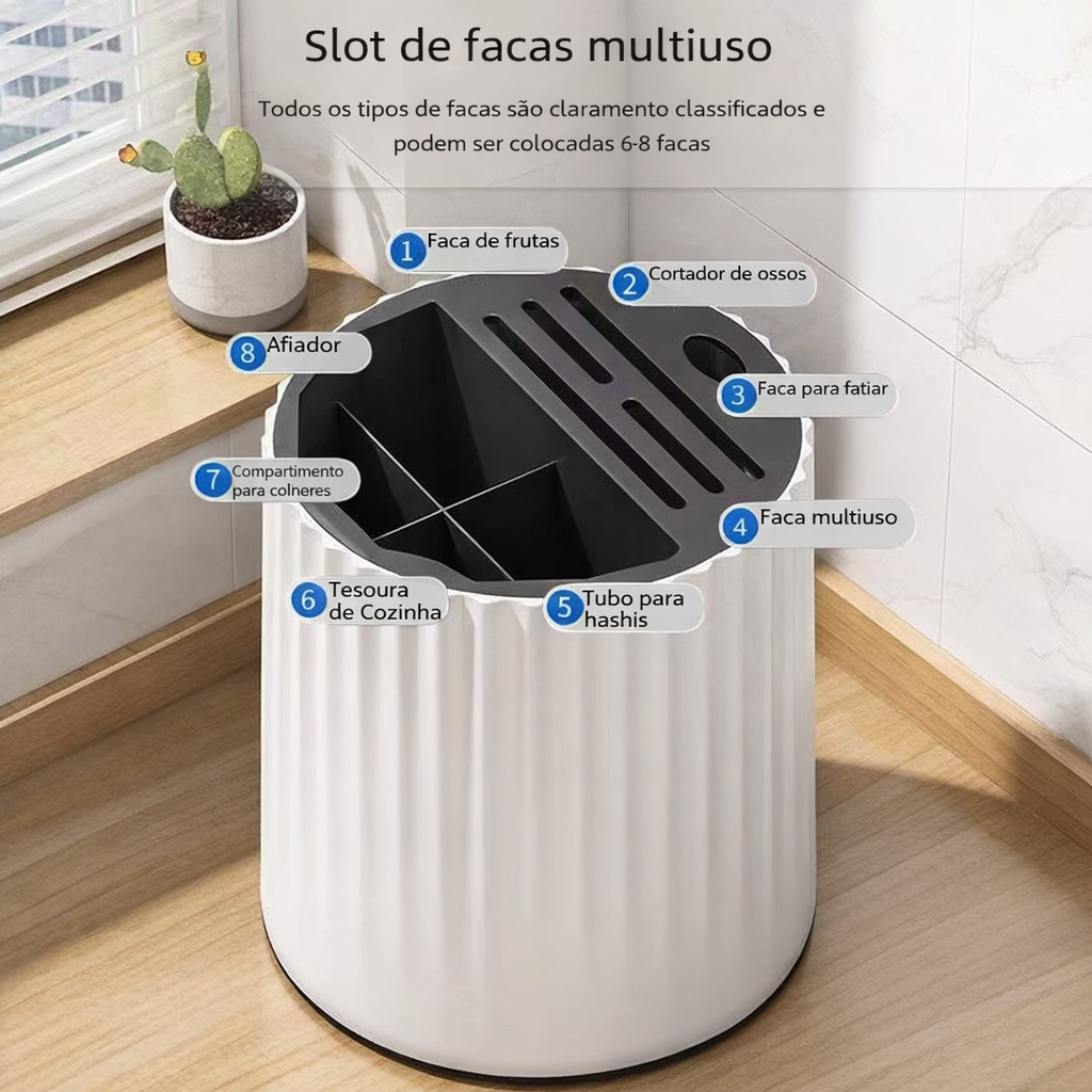 Organizador de Utensílios de Cozinha com Suporte para Facas – Prático e Moderno